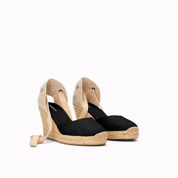 Soludos Black Marseille Espadrilles ankle tie wedges US women’s 8 - Picture 12 of 14